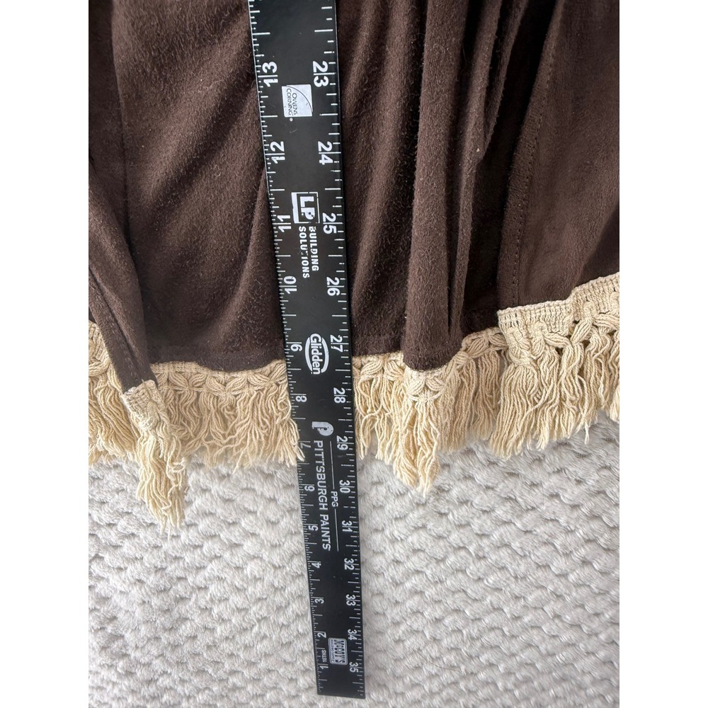 Judith March Cardigan Women Large Brown Faux Suede Embroidered Boho Bell Sleeve - Picture 5 of 6